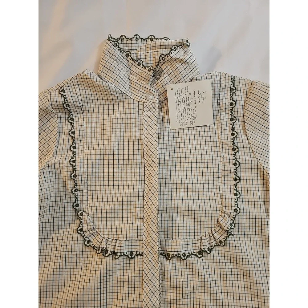 Chic Plaid Blouse with Ruffle Detail - Picture 3 of 7
